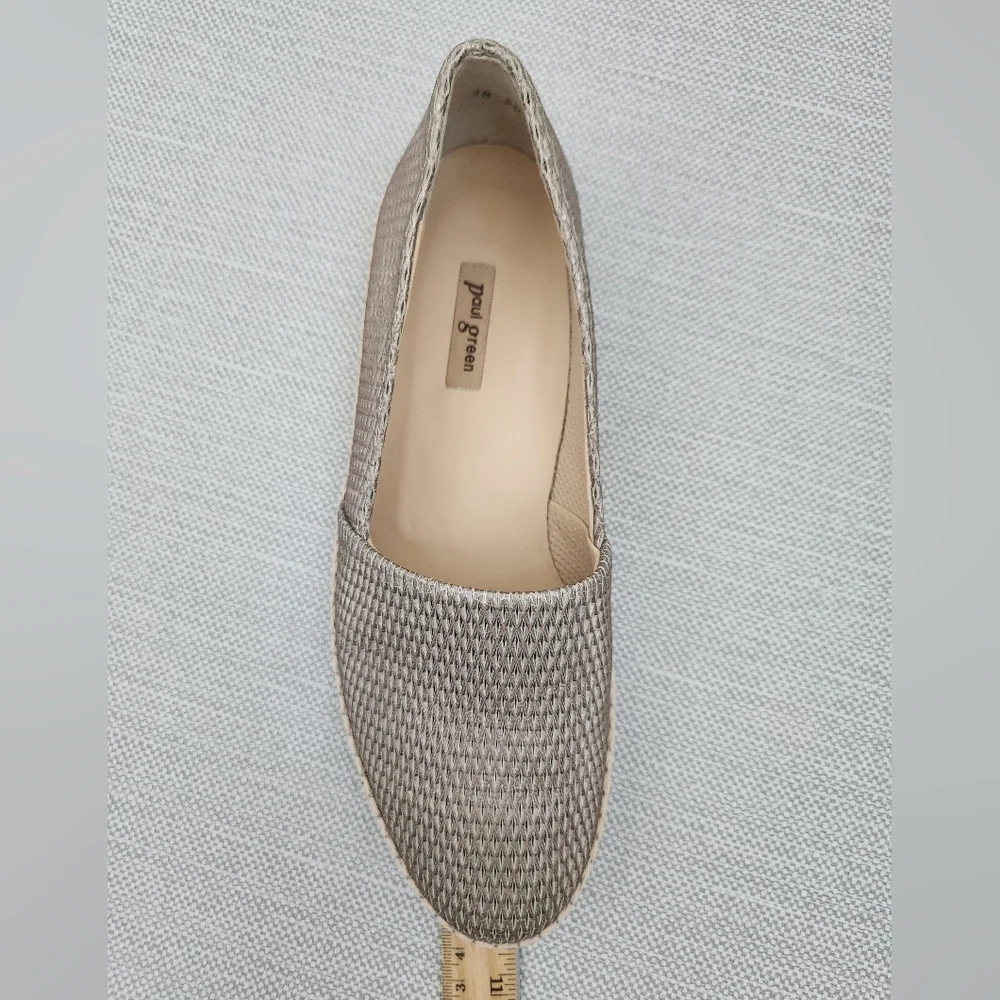 Paul Green Layla beige diamond embossed leather espadrille loafer Aus 4 US 5.5